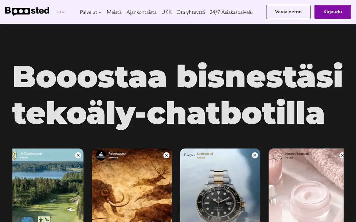 The Booosted homepage